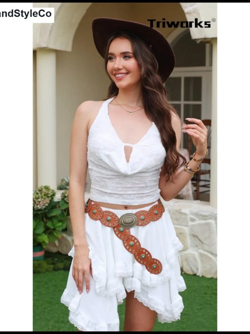 Western Belt for Women Wide PU Leather Concho Disc Belt Boho Country
